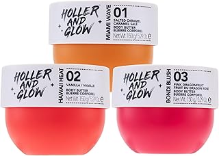 Bundle of Holler and Glow Dragonfruit Body Butter For Women, Sweet, Floral, Warm Notes, Smells Good, Body Lotion For Extremely Dry Skin, Moisturizing, Nourishing, Shea Butter, 3 Pack Variety