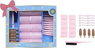 Holler And Glow Best Blow Out Tools Set, Limited Edition, Velcro Rollers For Hair, Lift & Volume, No Crease Hair Clips, Easy To Use Blowout For Curls, No Damage, All Hair, 25 Piece Holiday Gift Set