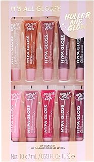 Holler And Glow Limited Edition It's All Glossy Lip Gloss Set, Variety Of Lip Shades, Moisturizing Dry Cracked Lips, High Gloss, Long Lasting, Non-Sticky Gift Pre Teen Girls, 10 Piece Easter Gift
